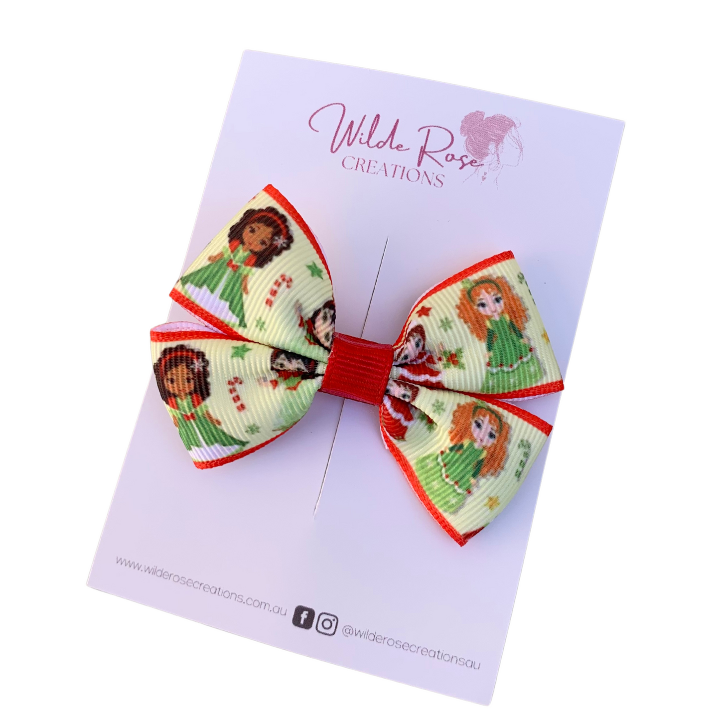 Christmas Princesses Double Bow Hair Clip