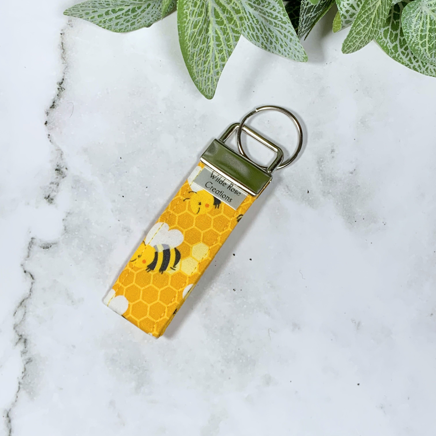 Yellow Bees Fabric Keyring