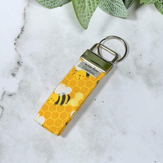 Yellow Bees Fabric Keyring