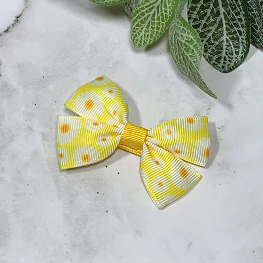 Yellow Daisy Small Bow Hair Clip