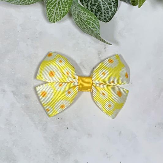 Yellow Daisy Small Bow Hair Clip