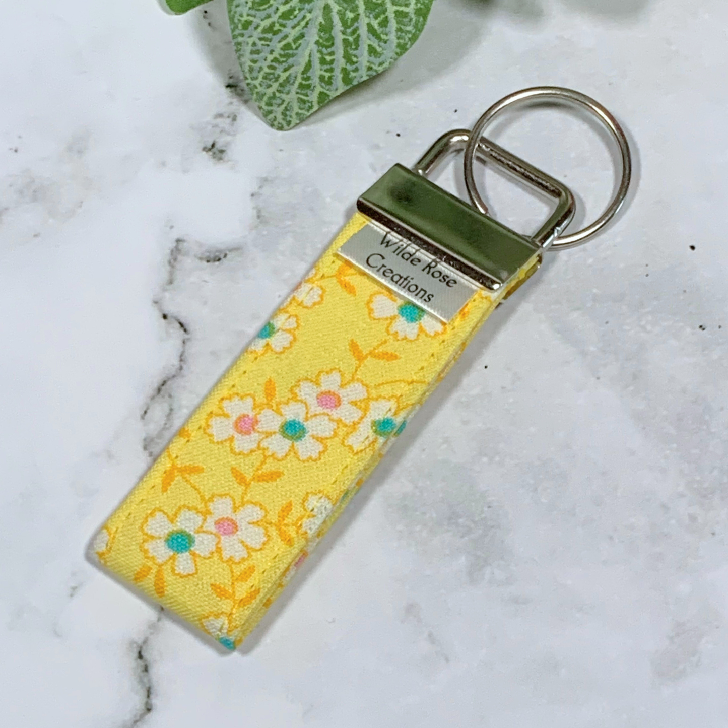 Yellow Floral Fabric Keyring