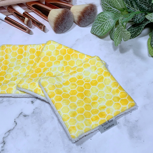 Yellow Honeycomb Makeup Wipes 3pk