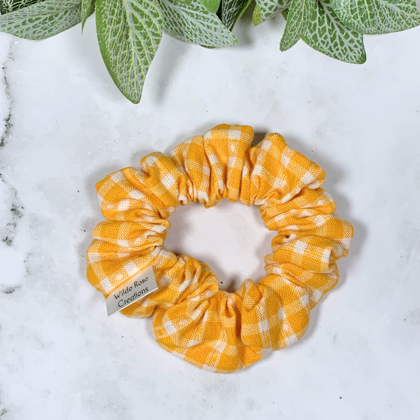 Yellow Plaid Petite Scrunchie