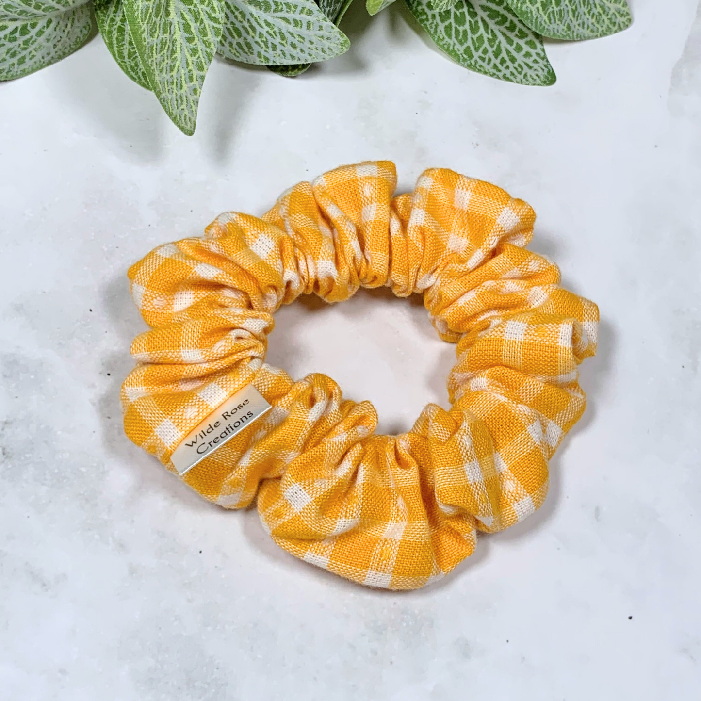 Yellow Plaid Petite Scrunchie