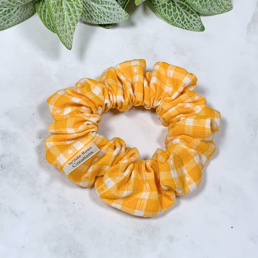 Yellow Plaid Petite Scrunchie