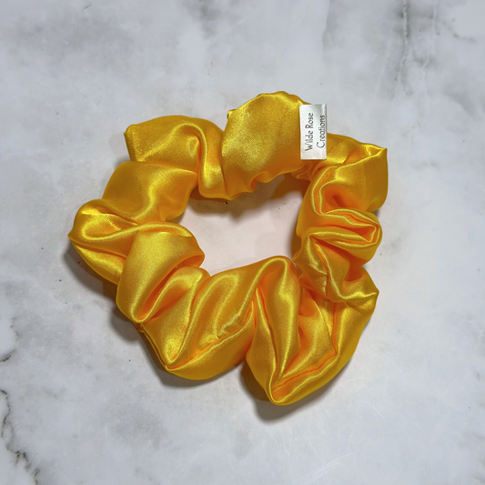 Yellow Satin Regular Scrunchie